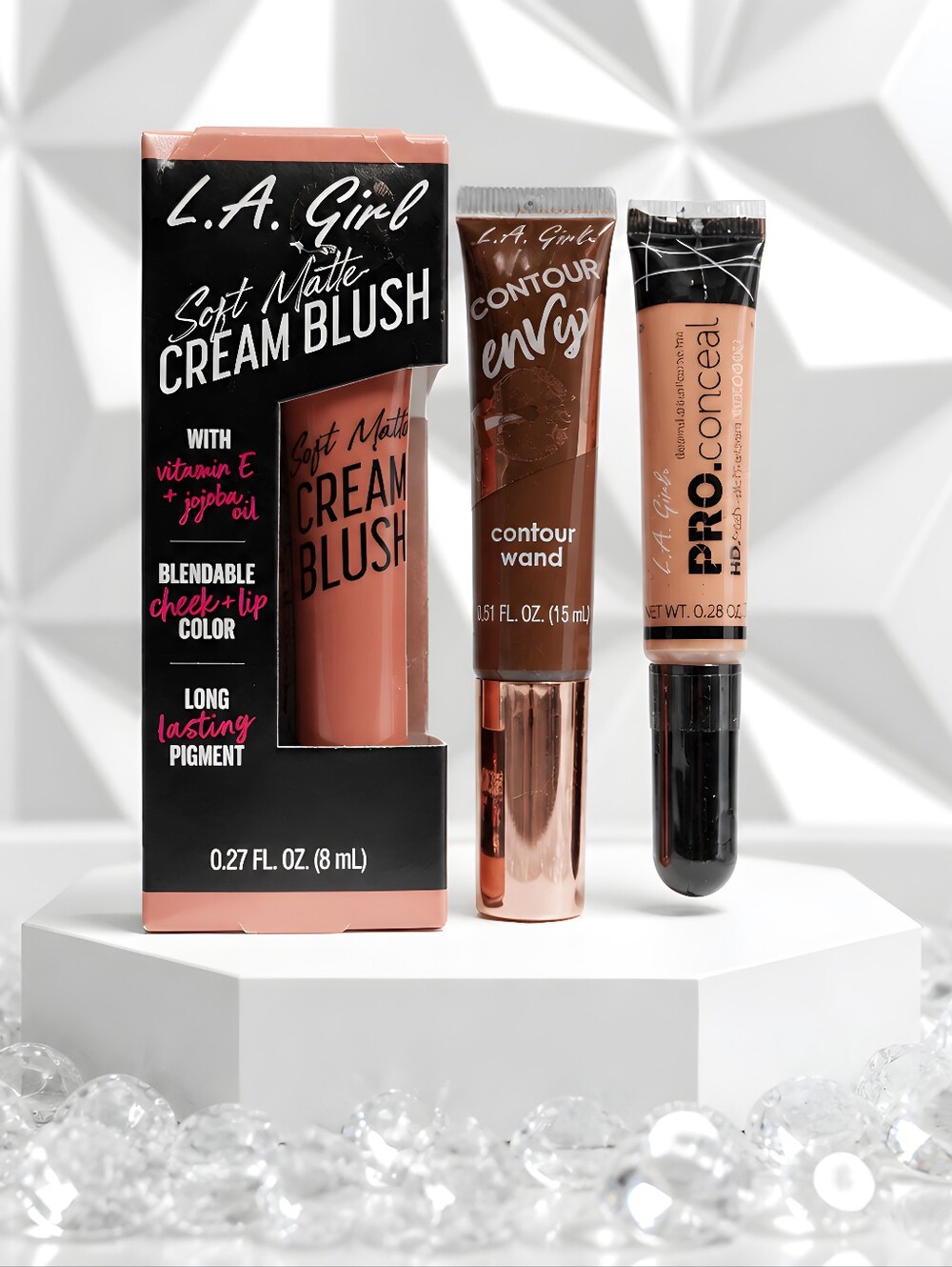 L.A. Girl-Trio:Pro Conceal, Contour Envy, Cream Blush. All New, Sealed.